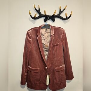 Women's Velvet Blazer in Rose Color Mauve